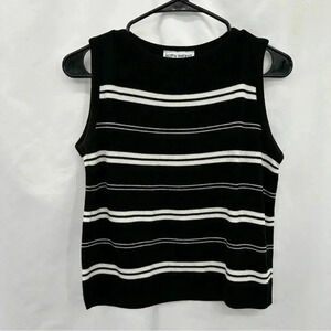 Kathy Ireland Sweater Tank Top Small Black White Sleeveless
